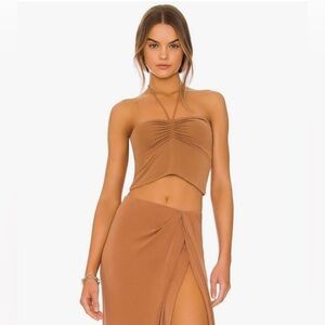 Rag & Bone Strapless Light Brown Halter Top